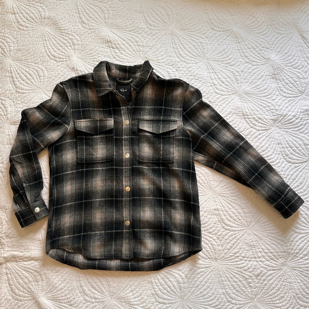 Rails Turner Fleece, Button, Shirt Jacket, shacket, Ash Pearl Gray, Size Medium - Picture 4 of 8